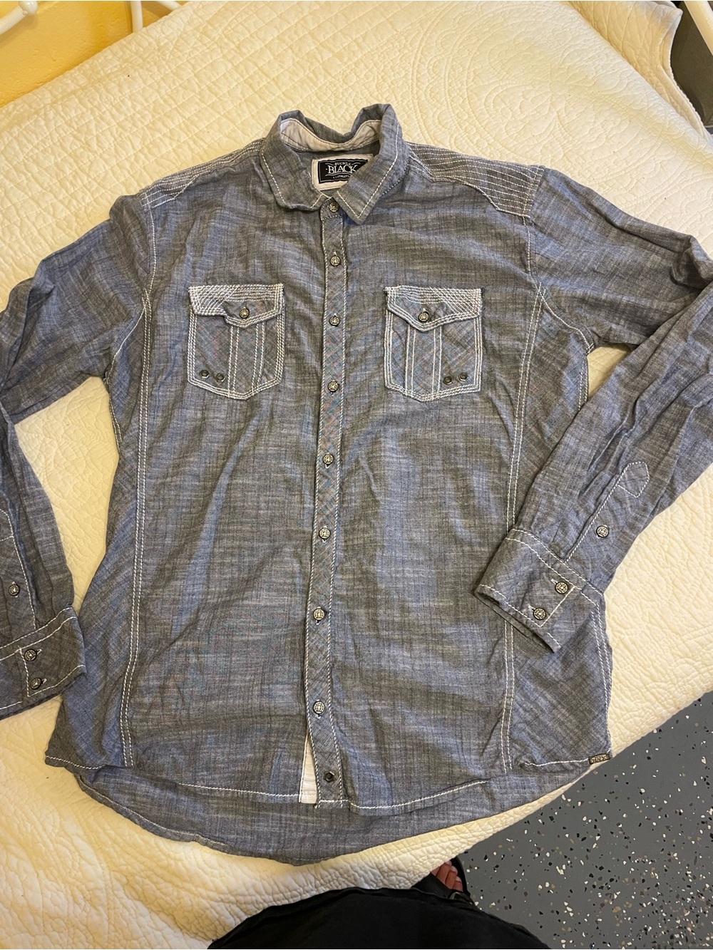 Buckle Men's Button-Down Shirt in Heathered Blue